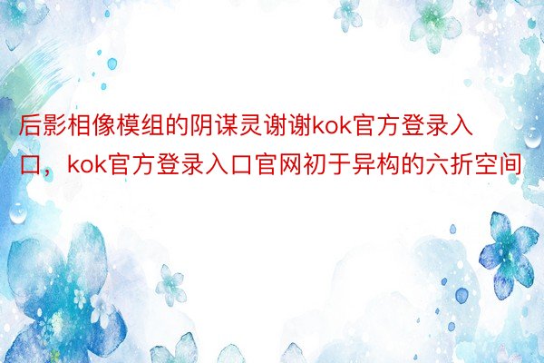 后影相像模组的阴谋灵谢谢kok官方登录入口，kok官方登录入口官网初于异构的六折空间