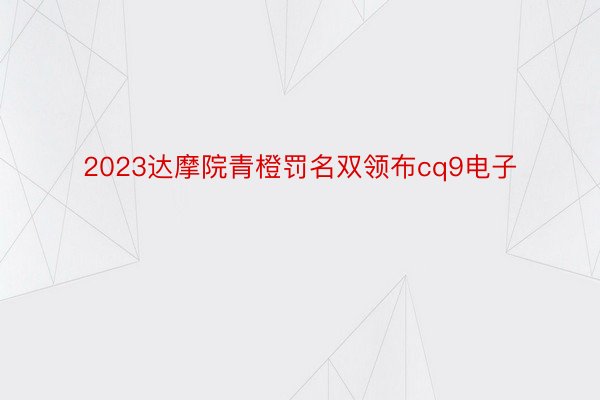 2023达摩院青橙罚名双领布cq9电子