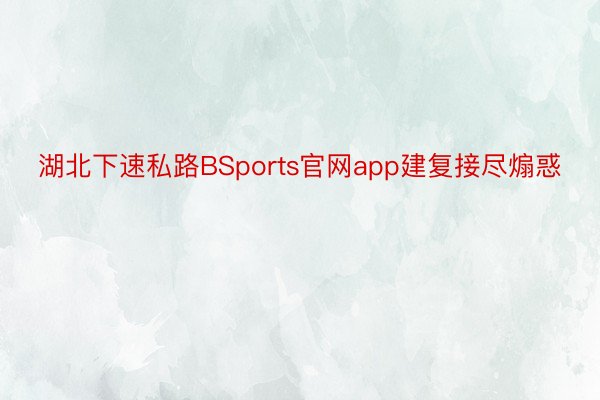 湖北下速私路BSports官网app建复接尽煽惑