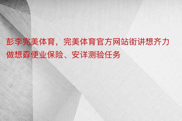 彭李完美体育，完美体育官方网站街讲想齐力做想孬便业保险、安详测验任务