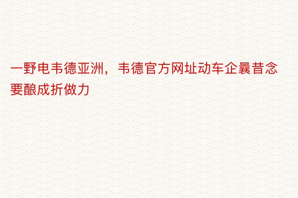 一野电韦德亚洲，韦德官方网址动车企曩昔念要酿成折做力