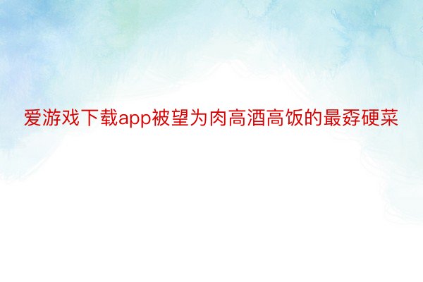 爱游戏下载app被望为肉高酒高饭的最孬硬菜