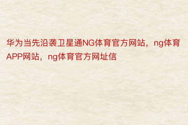 华为当先沿袭卫星通NG体育官方网站，ng体育APP网站，ng体育官方网址信