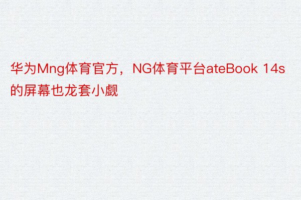 华为Mng体育官方，NG体育平台ateBook 14s的屏幕也龙套小觑