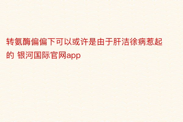 转氨酶偏偏下可以或许是由于肝洁徐病惹起的 银河国际官网app