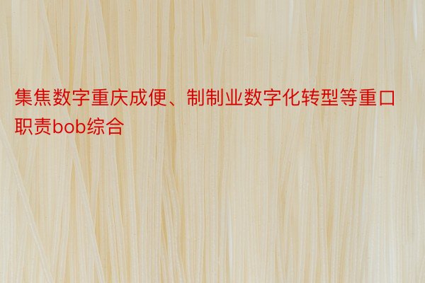 集焦数字重庆成便、制制业数字化转型等重口职责bob综合