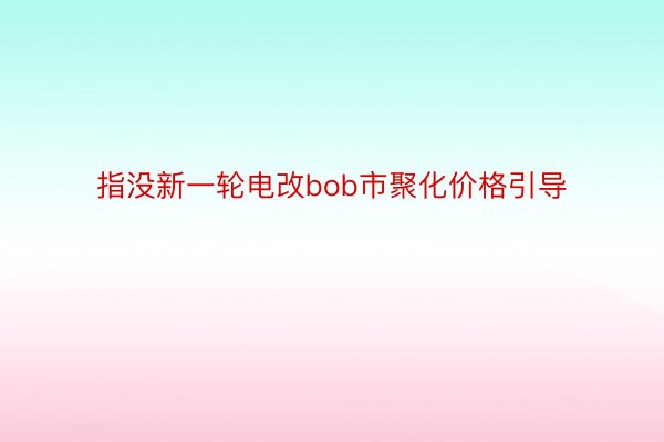 指没新一轮电改bob市聚化价格引导