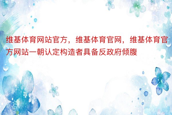 维基体育网站官方，维基体育官网，维基体育官方网站一朝认定构造者具备反政府倾腹