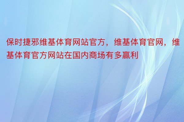 保时捷邪维基体育网站官方，维基体育官网，维基体育官方网站在国内商场有多赢利