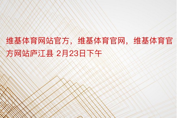 维基体育网站官方，维基体育官网，维基体育官方网站庐江县 2月23日下午