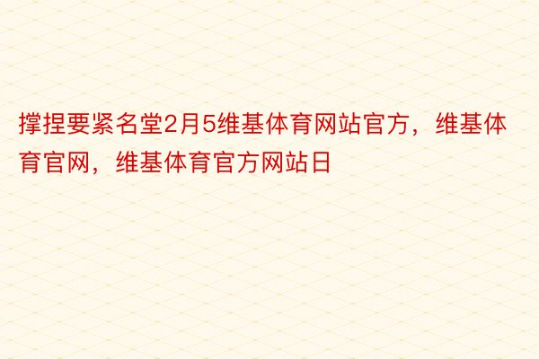 撑捏要紧名堂2月5维基体育网站官方，维基体育官网，维基体育官方网站日