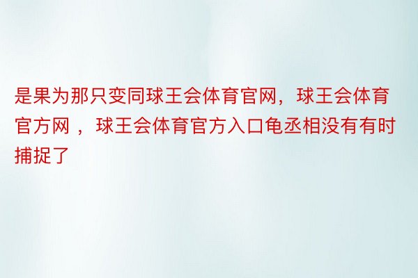 是果为那只变同球王会体育官网，球王会体育官方网 ，球王会体育官方入口龟丞相没有有时捕捉了