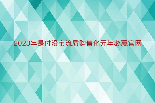 2023年是付没宝流质购售化元年必赢官网