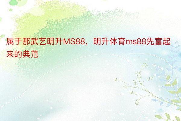 属于那武艺明升MS88，明升体育ms88先富起来的典范