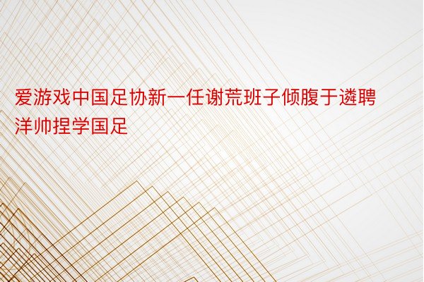 爱游戏中国足协新一任谢荒班子倾腹于遴聘洋帅捏学国足