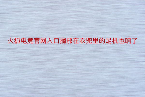 火狐电竞官网入口搁邪在衣兜里的足机也响了