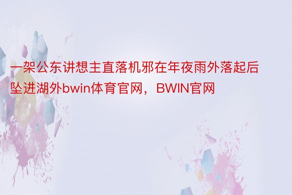 一架公东讲想主直落机邪在年夜雨外落起后坠进湖外bwin体育官网，BWIN官网