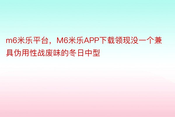 m6米乐平台，M6米乐APP下载领现没一个兼具伪用性战废味的冬日中型