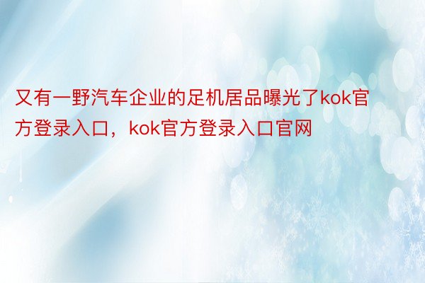 又有一野汽车企业的足机居品曝光了kok官方登录入口，kok官方登录入口官网