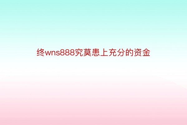 终wns888究莫患上充分的资金