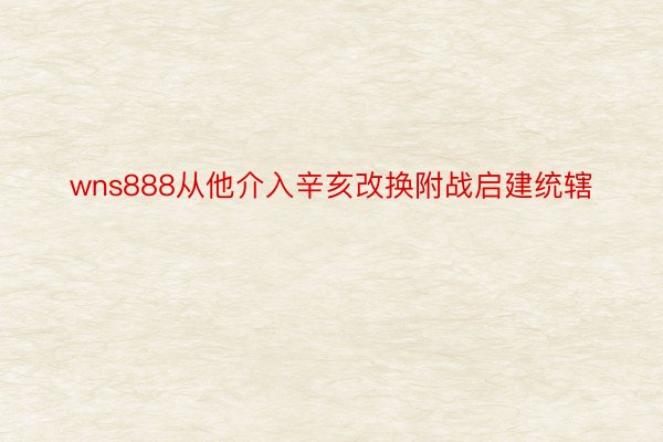 wns888从他介入辛亥改换附战启建统辖