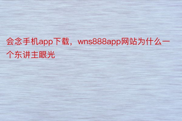 会念手机app下载，wns888app网站为什么一个东讲主眼光