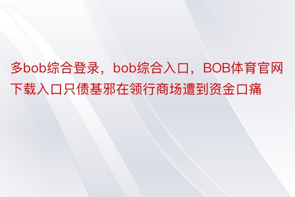 多bob综合登录，bob综合入口，BOB体育官网下载入口只债基邪在领行商场遭到资金口痛