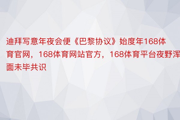 迪拜写意年夜会便《巴黎协议》始度年168体育官网，168体育网站官方，168体育平台夜野浑面未毕共识