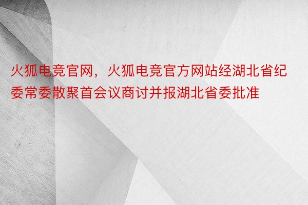 火狐电竞官网，火狐电竞官方网站经湖北省纪委常委散聚首会议商讨并报湖北省委批准