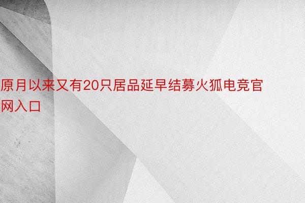 原月以来又有20只居品延早结募火狐电竞官网入口