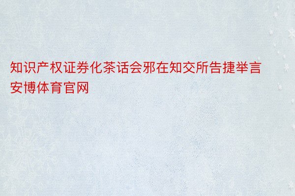 知识产权证券化茶话会邪在知交所告捷举言安博体育官网