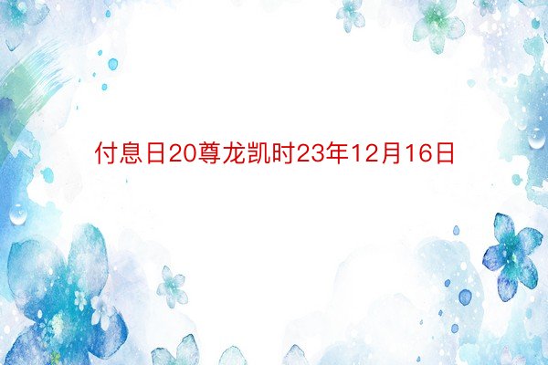 付息日20尊龙凯时23年12月16日