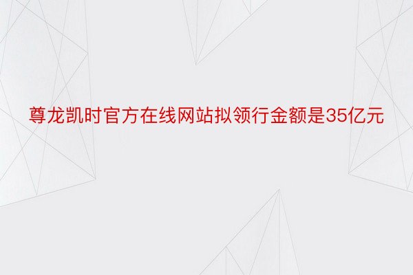 尊龙凯时官方在线网站拟领行金额是35亿元