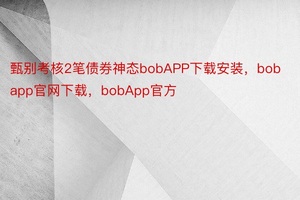 甄别考核2笔债券神态bobAPP下载安装，bobapp官网下载，bobApp官方