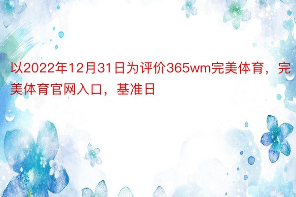 以2022年12月31日为评价365wm完美体育，完美体育官网入口，基准日