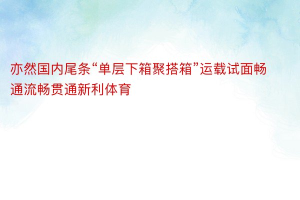 亦然国内尾条“单层下箱聚搭箱”运载试面畅通流畅贯通新利体育