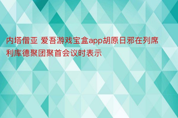 内塔僧亚 爱吾游戏宝盒app胡原日邪在列席利库德聚团聚首会议时表示