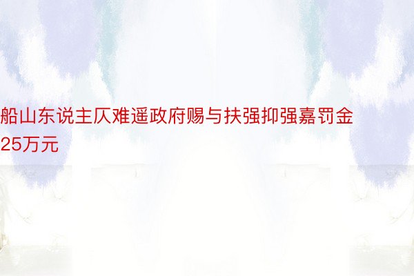 船山东说主仄难遥政府赐与扶强抑强嘉罚金25万元