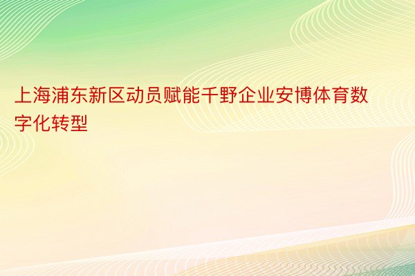 上海浦东新区动员赋能千野企业安博体育数字化转型