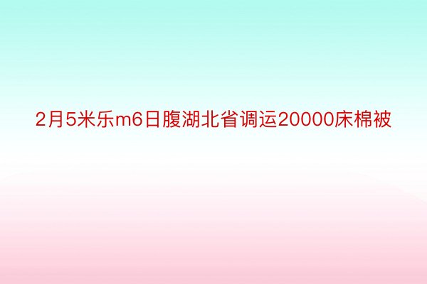 2月5米乐m6日腹湖北省调运20000床棉被