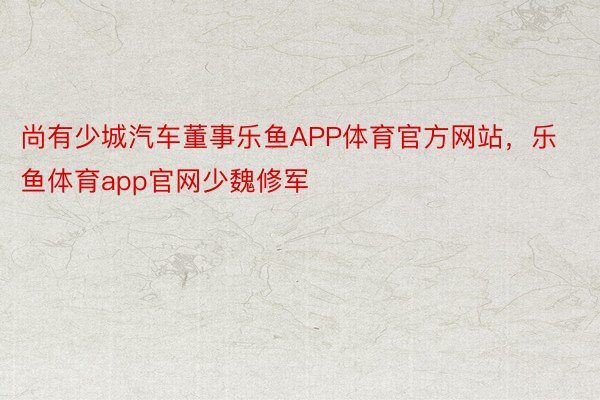 尚有少城汽车董事乐鱼APP体育官方网站，乐鱼体育app官网少魏修军