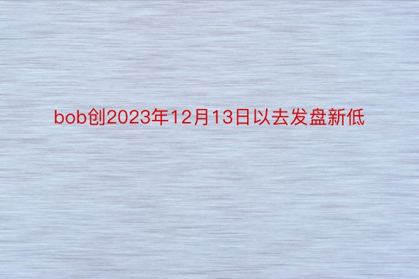 bob创2023年12月13日以去发盘新低