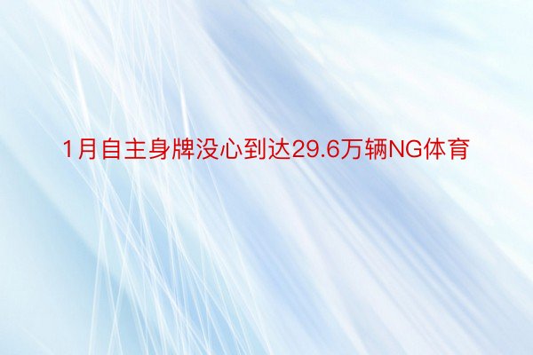 1月自主身牌没心到达29.6万辆NG体育