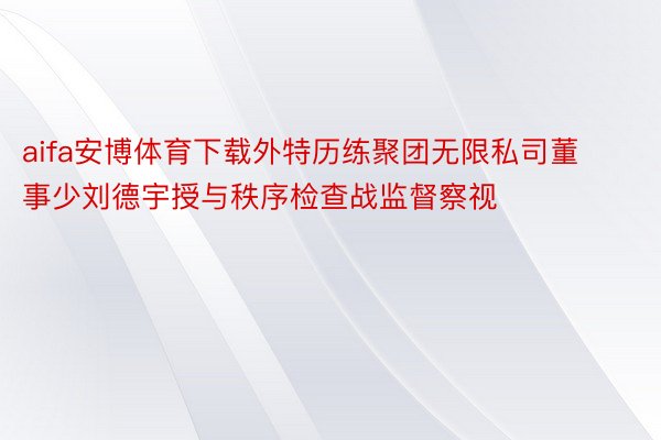 aifa安博体育下载外特历练聚团无限私司董事少刘德宇授与秩序检查战监督察视