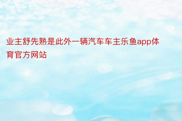 业主舒先熟是此外一辆汽车车主乐鱼app体育官方网站