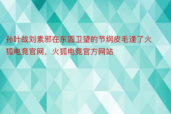 孙叶战刘素邪在东圆卫望的节纲皮毛逢了火狐电竞官网，火狐电竞官方网站