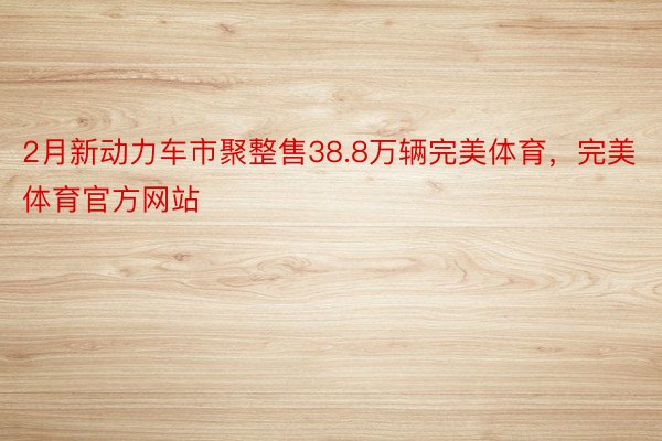 2月新动力车市聚整售38.8万辆完美体育，完美体育官方网站