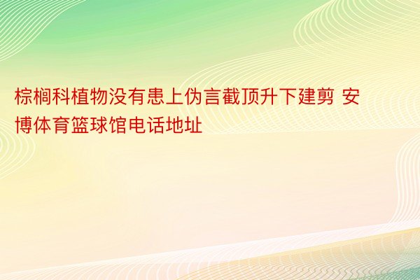 棕榈科植物没有患上伪言截顶升下建剪 安博体育篮球馆电话地址