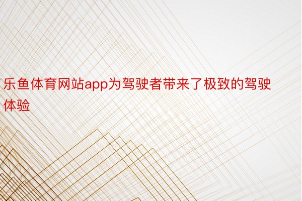 乐鱼体育网站app为驾驶者带来了极致的驾驶体验