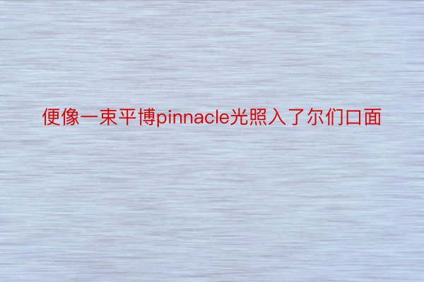 便像一束平博pinnacle光照入了尔们口面